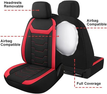 CAROMOP Breathable Car Seat Cover 2 Front Seats, 3D Air Mesh Cloth Seat Covers for Cars, Universal Fit Automotive Car Interior Covers for SUV Vans Sedans Trucks (Black/Red)