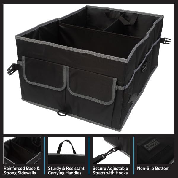 Stalwart Car Organizer - Collapsible Car Storage Box - Trunk Organizer for SUV, Truck, or Sedan with Waterproof Bottom Liner