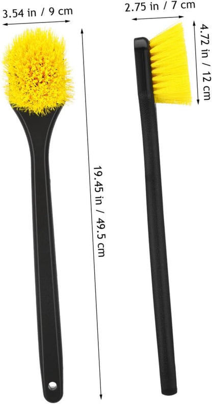 STAHAD Car Tire Brush Long Handle Wheel Cleaning Brush for Car Detailing with Stiff Bristles Yellow Tire Cleaner Tool for Automotive Rim