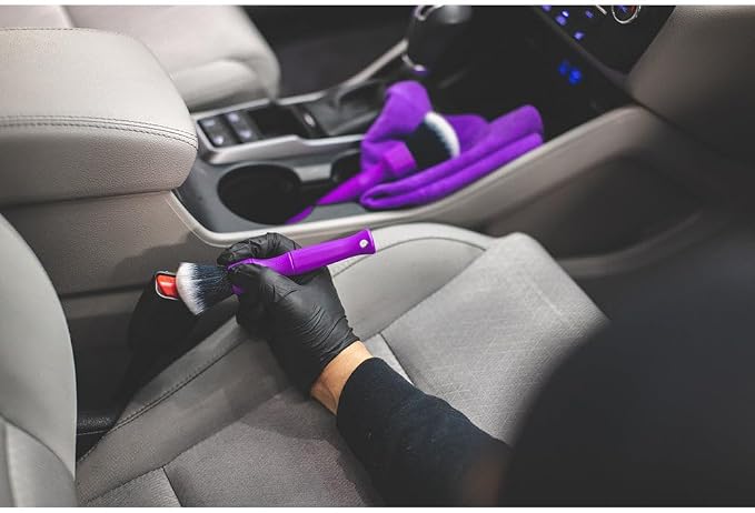 Detail Factory - Synthetic Detailing Brush Set - Ultra-Soft Interior Car Cleaning Brushes for, Screens, Emblems, & Tight Spaces - Purple