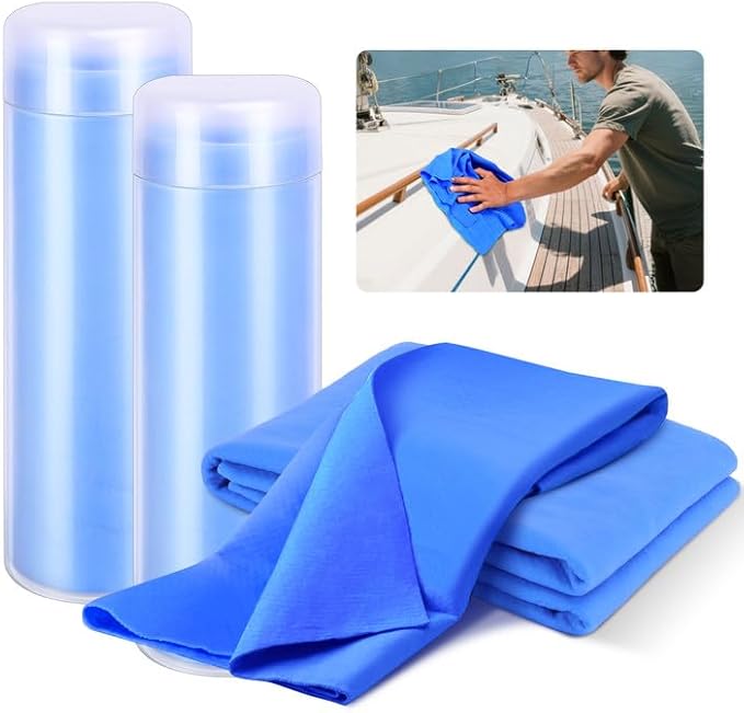 2 Pcs PVA Boat Car Drying Towels,Synthetic Chamois Towel Boat Supplies for Boat and Car,Absorbent Car Drying Towels to Clean Surface Prevent Scratches