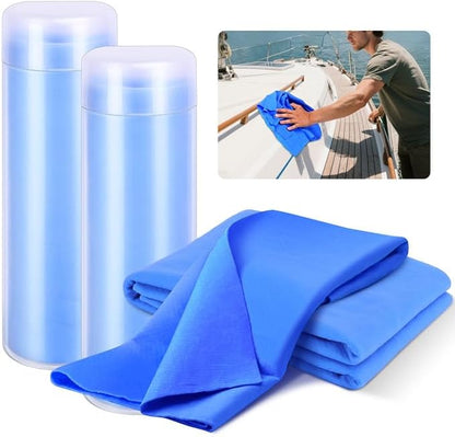 2 Pcs PVA Boat Car Drying Towels,Synthetic Chamois Towel Boat Supplies for Boat and Car,Absorbent Car Drying Towels to Clean Surface Prevent Scratches