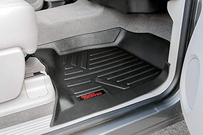 Rough Country All Weather Front Floor Mats for Chevy Silverado & GMC Sierra 1500/2500HD/3500HD (2007-2013) - Non-Slip Waterproof Flexible Floor Armor