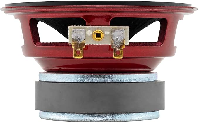 DS18 PRO-X4.4BM Loudspeaker - 4", Midrange, Red Aluminum Bullet, 200W Max, 100W RMS, 4 Ohms - Premium Quality Audio Door Speakers for Car or Truck Stereo Sound System (1 Speaker)
