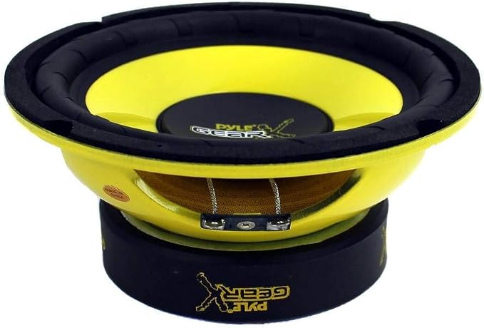 Pyle 6.5 Inch 1200 Watt Car Audio Mid Bass Midrange Subwoofer Speaker Set with Yellow CD P P Cone, 4 Ohm Impedance, and Edge Suspension, 2 Pair