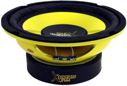 Pyle 6.5 Inch 1200 Watt Car Audio Mid Bass Midrange Subwoofer Speaker Set with Yellow CD P P Cone, 4 Ohm Impedance, and Edge Suspension, 2 Pair