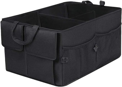 JiatuA Car Trunk Backseat Organizer for SUV, 8 Pocket Waterproof, Dust-proof, Sturdy Foldable Cargo Net Storage for More Trunk Space with Adjustable Straps, Black