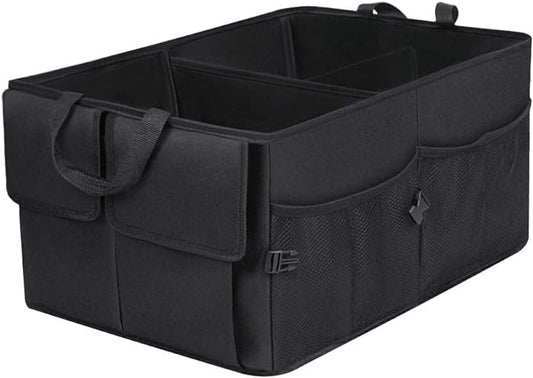 JiatuA Car Trunk Backseat Organizer for SUV, 8 Pocket Waterproof, Dust-proof, Sturdy Foldable Cargo Net Storage for More Trunk Space with Adjustable Straps, Black
