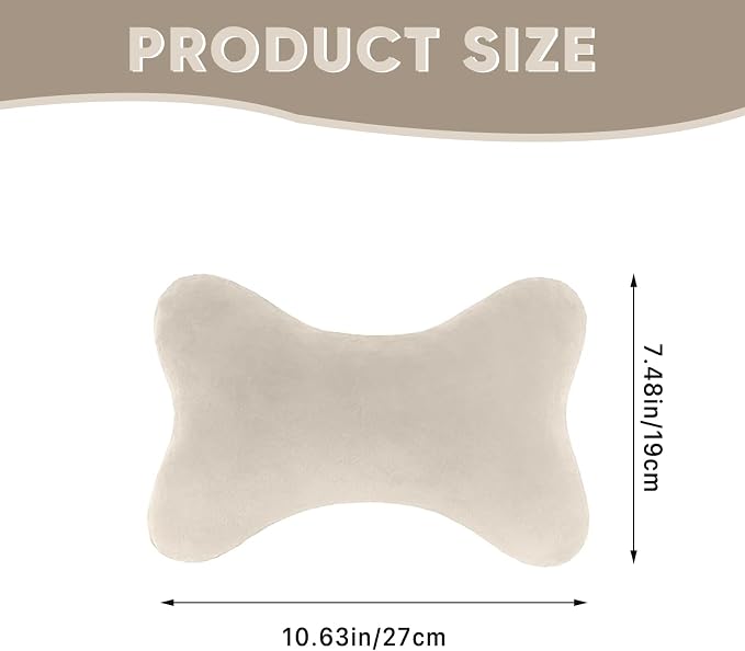 Car Headrest Pillow, Soft & Comfortable Memory Foam Car Neck Pillow for Driving Fatigue Relieve, Universal Cars Head Rest Pillows with Adjustable Strap, Car Interlor Accessorles (Beige)