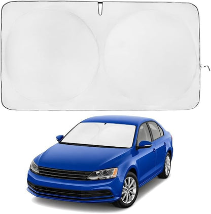 Windshield Sun Shade | Compatible for Volkswagen Jetta (2011-2018) | Certified 99.87% UVB & 99.02% UVA Car Sun Shade. Award Winning Sunshade - Patented Technology | Car Shades by Kinder Fluff