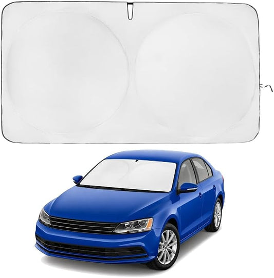Windshield Sun Shade | Compatible for Volkswagen Jetta (2011-2018) | Certified 99.87% UVB & 99.02% UVA Car Sun Shade. Award Winning Sunshade - Patented Technology | Car Shades by Kinder Fluff