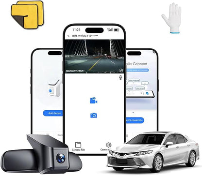 4K Dash Cam Suitable for Toyota Camry 2025-2026 LE SE XLE XSE Nightshade (HD2-06090), OEM Factory Look, UHD 2160P Video, Built-in WiFi & APP, Loop Recording, G-Sensor, Plug & Play, 128GB Card