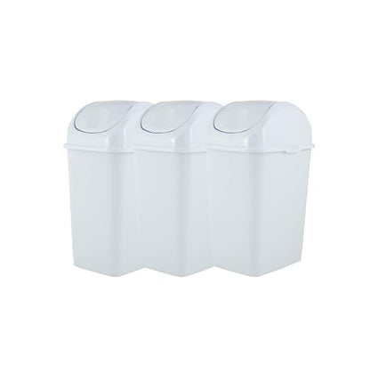 Superio Mini Desktop Trash Can with Swing Top Lid Portable Plastic Garbage Can for Countertop, Desktop, Make up Vanity, Bathroom, Car, Under Sink, Dorm, Compact Waste Bin 5 L 1.25 Gal (3, White)