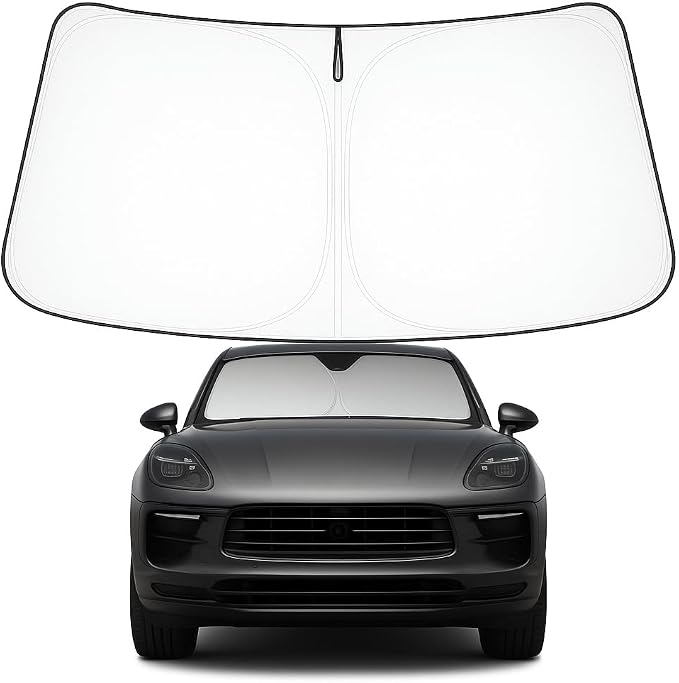 Proadsy Front Windshield Sun Shade Foldable Sunshade Protector for 2014-2025 2026 Porsche Macan SUV Sun Visor Blocks UV Rays Keep Car Cooler Accessories