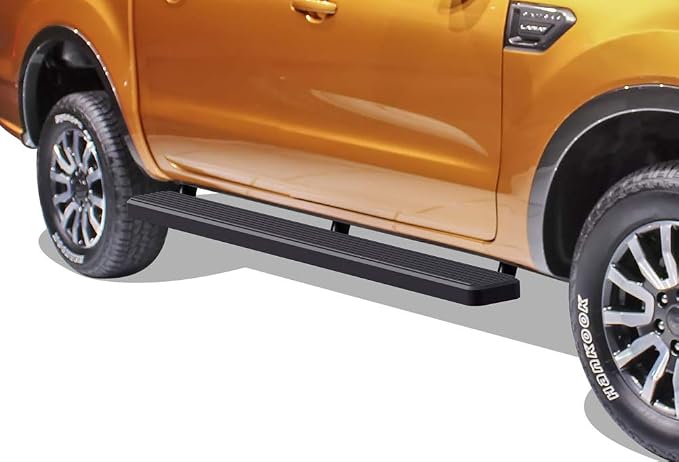 APS Running Boards (Nerf Bars Side Steps Step Bars) Compatible with Ford Ranger 2019-2026 SuperCrew Cab 4-Door (Stainless Steel Black Powder Coated 6 inches)