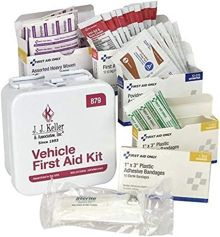 L/XL Truck Driver Safety Kit with Logistic Straps, PPE, First Aid Kit, ERG, Emergency Triangles, Accident Kit, Tire Pressure Gauge, Light/Window Punch/Seatbelt Cutter Tool - J. J. Keller & Associates