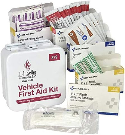 L/XL Truck Driver Safety Kit with Logistic Straps, PPE, First Aid Kit, ERG, Emergency Triangles, Accident Kit, Tire Pressure Gauge, Light/Window Punch/Seatbelt Cutter Tool - J. J. Keller & Associates