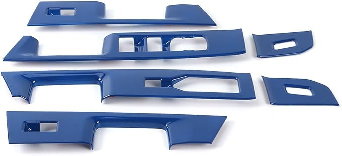 GZXinWei Interior Upgrade Accessories Door Armrest Window Control Switch Panel Trim Cover Sticker for 2021 2022 2023 2024 2025 2026 Ford F150 Blue