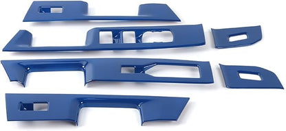 GZXinWei Interior Upgrade Accessories Door Armrest Window Control Switch Panel Trim Cover Sticker for 2021 2022 2023 2024 2025 2026 Ford F150 Blue