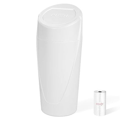 Car Trash Can, Leakproof Mini Car Garbage Can Cup Holder with Lid | Car Door Trash Bin with 20 Trash Bags, Vehicle Front Back Seat Organizers and Storage for Car, Home, Office, White