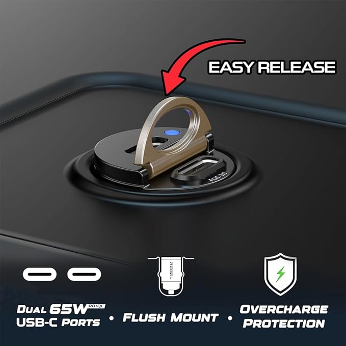 REBEL Dual 65W USB C Fast Car Charger 12V/24V [Smallest Metal Frame] PD65W, QC60W 4.0/3.0, Flush Fit, Cigarette Lighter Adapter for iPhone 17 Pro Max Air 16 Plus 15 14 13 12 iPad, MacBook, S25. S24