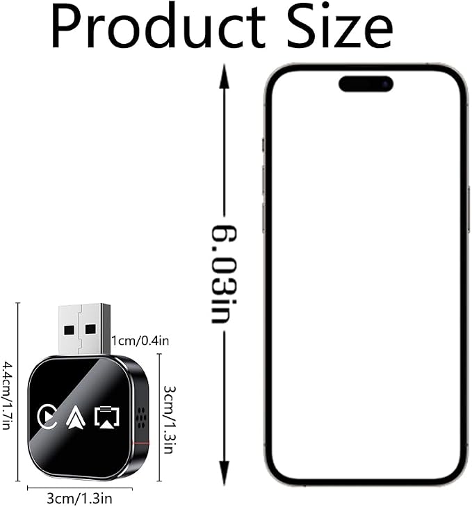 3-in-1 Car Adapter (2026 Model), Carplay Wireles Adapter, Mini Size, Compatible with Apple Carplay, Android Auto & Mirror Link, Plug & Play, Fast Response & Stable Connection (C, for Android)