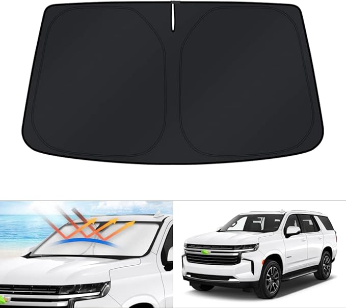 KUST Windshield Sun Shade for Chevrolet Chevy Tahoe/GMC Yukon Accessories 2015-2024 2025 2026 4-Layers Window Sunshade Sun Visor Protector Foldable Blocks UV Rays Keep Your Car Cooler