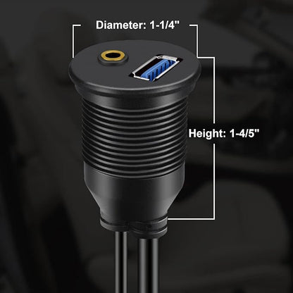 USB 3.0 & 3.5mm Car Mount Flush Cable, 3ft
