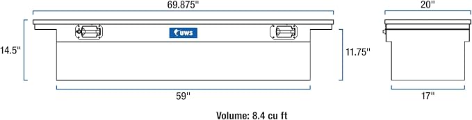 UWS EC10481 Pull Handle 69-Inch Heavy-Wall Aluminum Truck Tool Box with Low Profile, RigidCore Lid