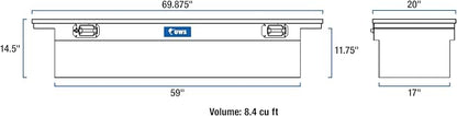 UWS EC10481 Pull Handle 69-Inch Heavy-Wall Aluminum Truck Tool Box with Low Profile, RigidCore Lid