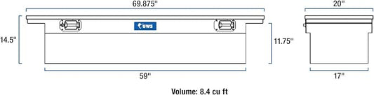 UWS EC10481 Pull Handle 69-Inch Heavy-Wall Aluminum Truck Tool Box with Low Profile, RigidCore Lid