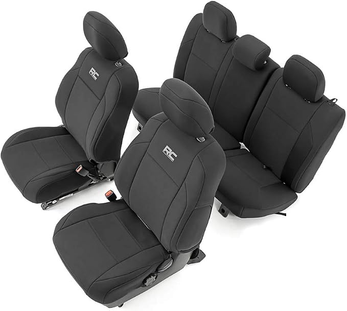 Rough Country Neoprene Seat Covers for Toyota Tacoma (2016-2023) - Waterproof, UV Resistant, Foam Padded, F/R Seat Cover Set