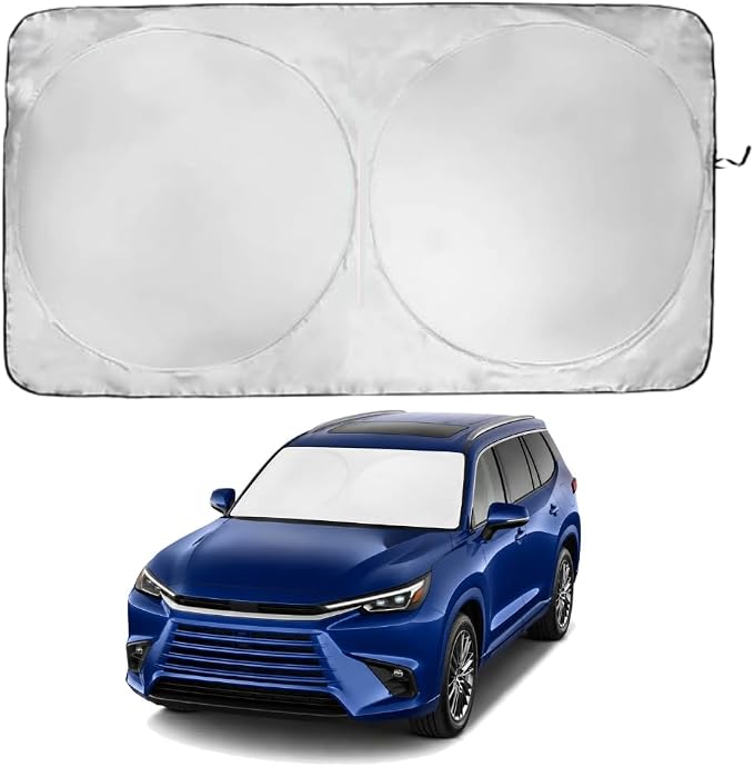 Windshield Sun Shade | Compatible for Lexus TX-350 (2024-2026) | Certified 99.87% UVB & 99.02% UVA Car Sun Shade. Award Winning Sunshade - Patented Technology | Car Shades by Kinder Fluff