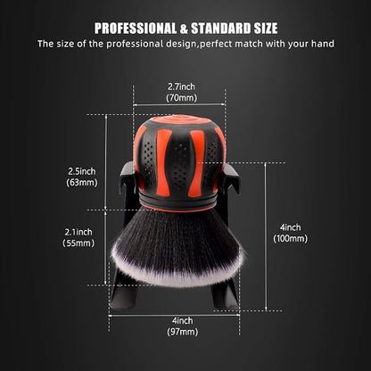 SPTA Ultra Soft Detailing Brush, Car Detail Brush, Orange Handle XL Synthetic Brush - Ultra Soft Bristles, Comes with Storage Rack, Covers Large Area Inside or Outside Vehicles