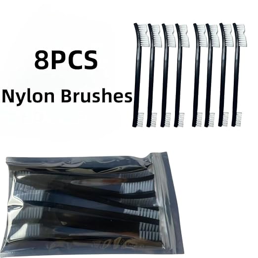 8-Pack Heavy-Duty Scrub Brush: Wire & Nylon Brushes for Grills, Guns & Sneakers – Heat-Resistant + Ergonomic Non-Slip Handle for Contains Gun Cleaning Supplies, Masonry Brush & Compact Travel Brushs