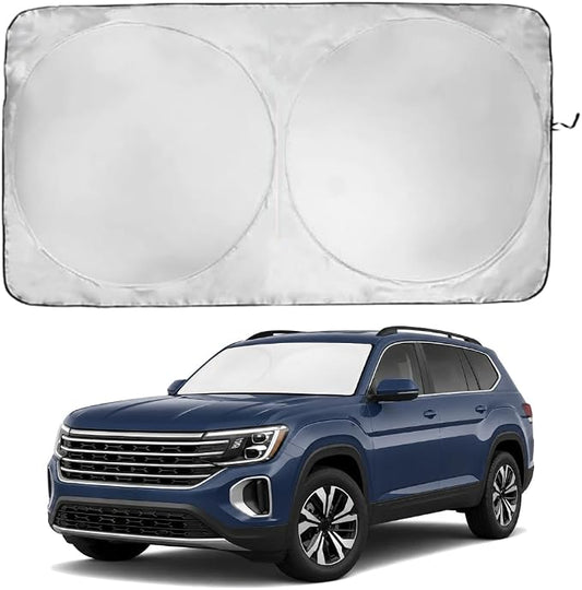 Windshield Sun Shade | Compatible for Volkswagen Atlas (2018-2025) | Certified 99.87% UVB & 99.02% UVA Car Sun Shade. Award Winning Sunshade - Patented Technology | Car Shades by Kinder Fluff