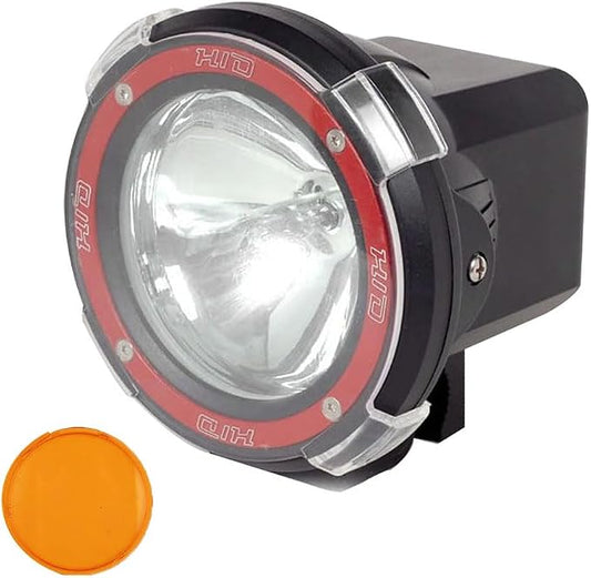 5 Inch HID Offroad Light Spot Beam 12-24V55W Fog Driving Work Lamp Clear and Amber Cover 4x4 Off-Road Rally Round Fog Lighting for SUV 4X4 ATV