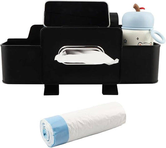 Car Backseat Organizer, Multifunctional Car Seat Back Storage Bag with Cup Phone Holder Tissue Box, Durable Automotive Travel Accessories, Universal for SUV, Sedan, Truck(COLOR:Black)