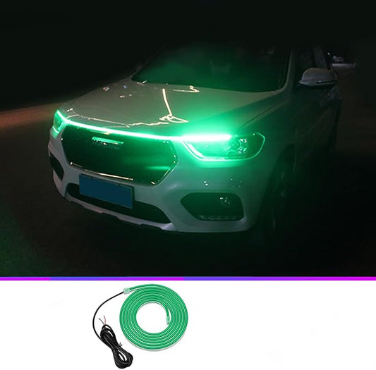 Universal Car Hood Daytime Running Light Strip, 79 Inch Car Hood Light Strip, Waterproof Led Hood Light Belt Flexible Led Auto Decorative Atmosphere Lamp 12V (Green)