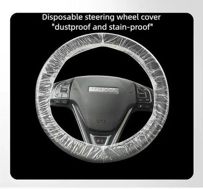 Disposable Steering Wheel Covers 100PCS PE Plastic Clear Protectors with Stretch Elastic for Scratch Prevention Universal Fit Car Interior Accessories