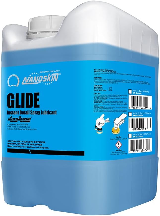 Nanoskin GLIDE Silicone Free Spray Detailer 5 Gallons - Use with Autoscrub/Clay Bar After Car Wash | Leaves No Residue Before Wax Sealant Coating | Automotive, Home, Garage, DIY & More | Concentrated