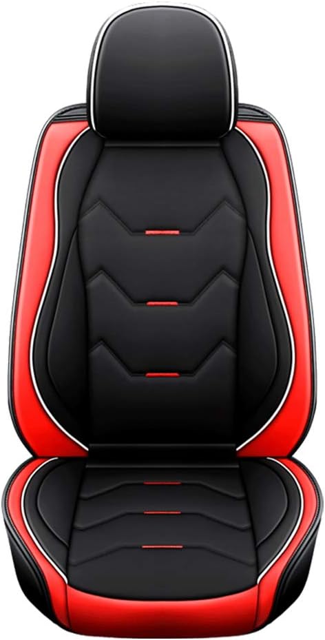 otoez Leather Car Seat Covers 5 Seats Full Set Fit Sedan SUV Truck Vans Leatherette Automotive Seat Cushion Protector Universal Fit for Most Honda Chevy Ford,Black & Red
