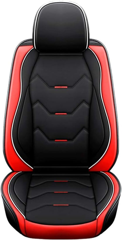 otoez Leather Car Seat Covers 5 Seats Full Set Fit Sedan SUV Truck Vans Leatherette Automotive Seat Cushion Protector Universal Fit for Most Honda Chevy Ford,Black & Red