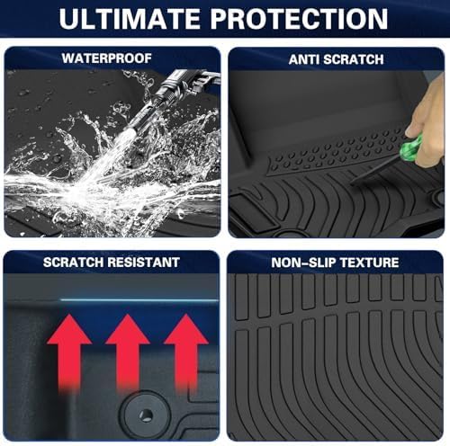 Custom Floor Mats for Hyundai Sonata 2015-2019,All-Weather TPE Rubber Floor, Odorless Anti-Slip,1st & 2nd Row, Black (Sonata 2015-2019)