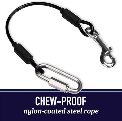 Leash Boss Dog Car Seat Belt Restraint - No-Chew Heavy Duty Car Seatbelt for Pets - 5 Sizes - Coated Steel Rope to Prevent Chewing (16 in) - Restraints for Dogs in Cars - Dog Seat Belt for Car