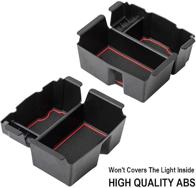 EDBETOS Center Console Organizer Tray Compatible with Jeep Wrangler JL/JLU 2018-2023 2024 2025 2026 and Gladiator JT Truck 2020-2026 Insert Accessories - Won't Covers The Light Inside (Red Trim)