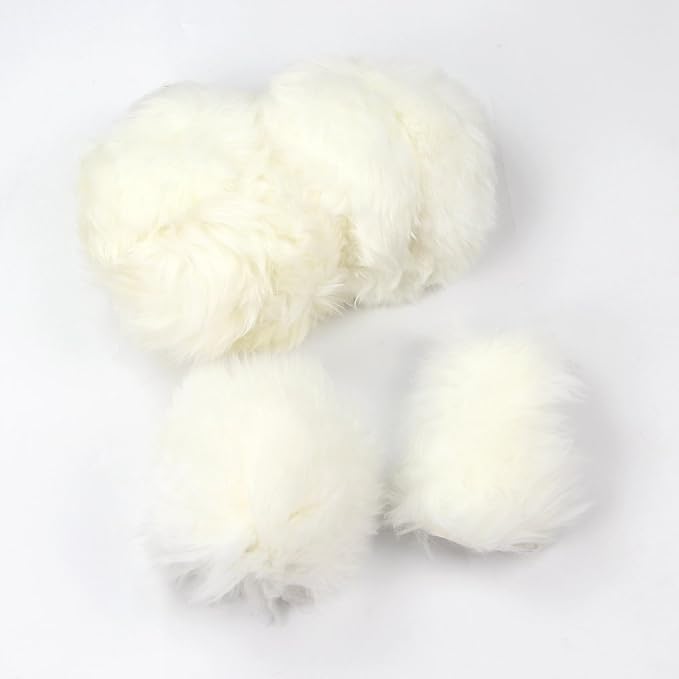 Yontree Fashion Fluffy Steering Wheel Covers for Women/Girls/Ladies Australia Pure Wool 15 Inch 1 Set 3 Pcs (White)
