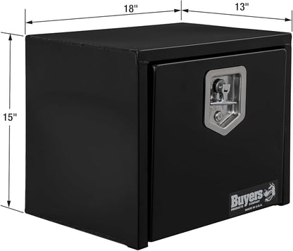 Buyers Products 1703321 Black Steel Underbody Truck Tool Box – 15 x 13 x 18 Inch - Truck Bed & Underbelly RV Storage Box, Locking T-Latch, Weather-Resistant, Heavy-Duty Flatbed Job Box, Made in USA