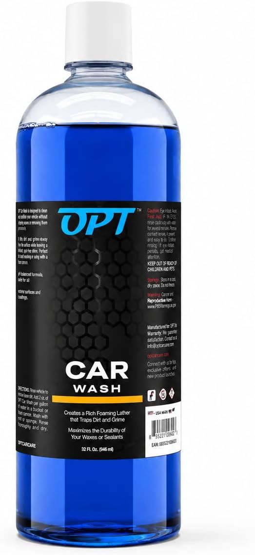 Optimum Car Wash Soap For Professional Auto Detailing or DIY Car Washing, Bucket Wash, or Use with Foam Sprayer or Foam Cannon (32 Oz)