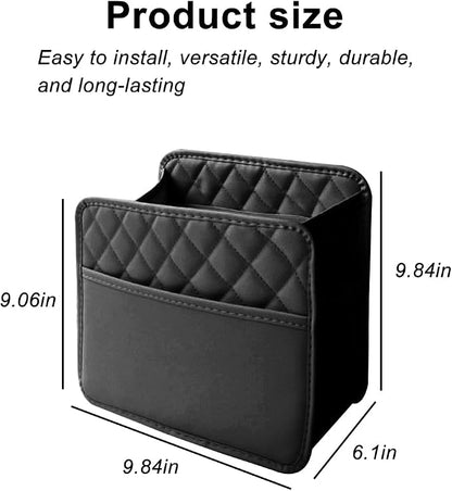 Mandark Car Seat Back Organizer, PU Leather Automotive Backseat Hanging Storage Pocket, Multipurpose Vehicle Travel Essentials Accessories for Kids & Adults, Universal for Most Cars（Black）